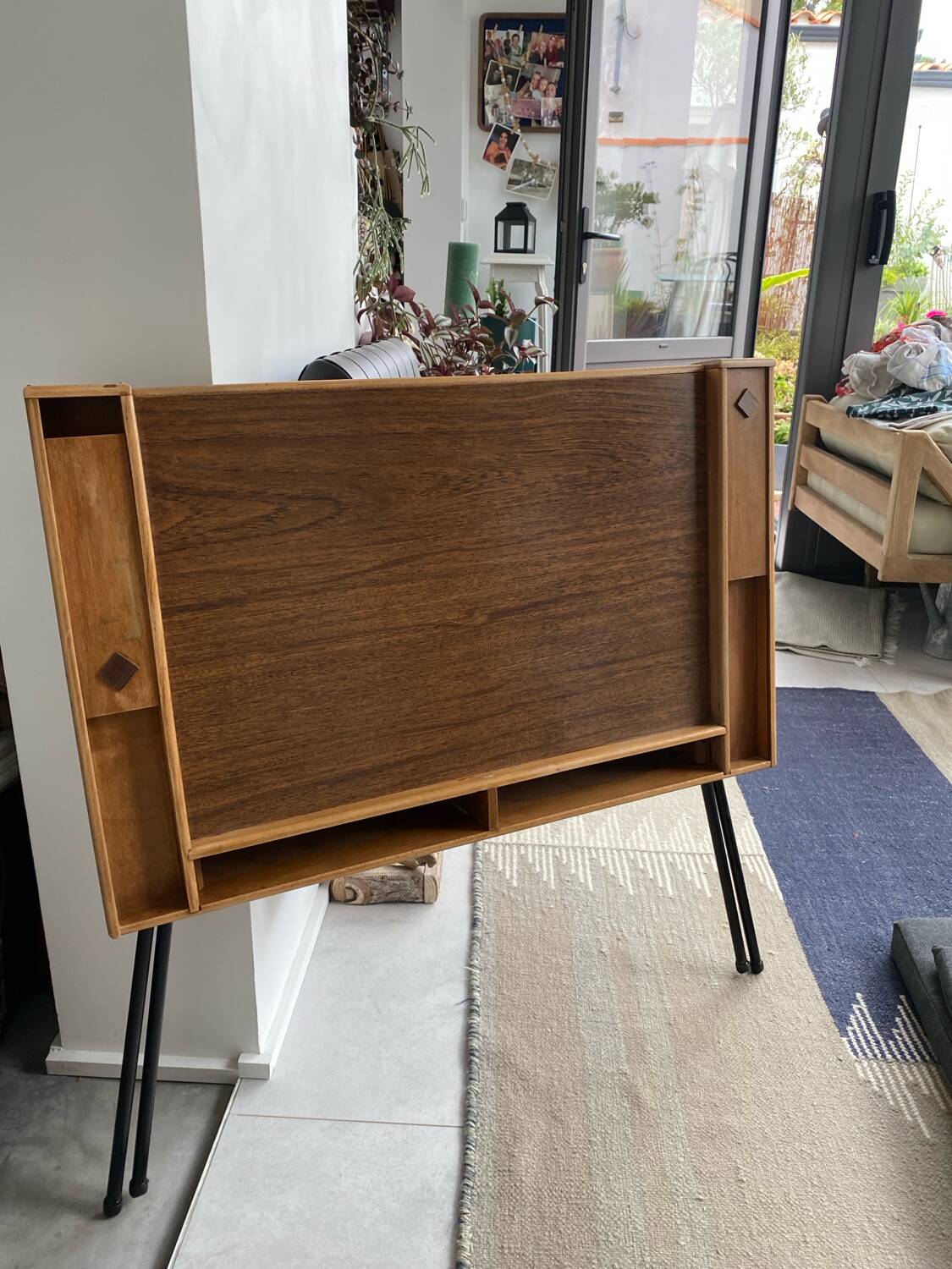 Vintage folding desk in wood and metal – 1960s
