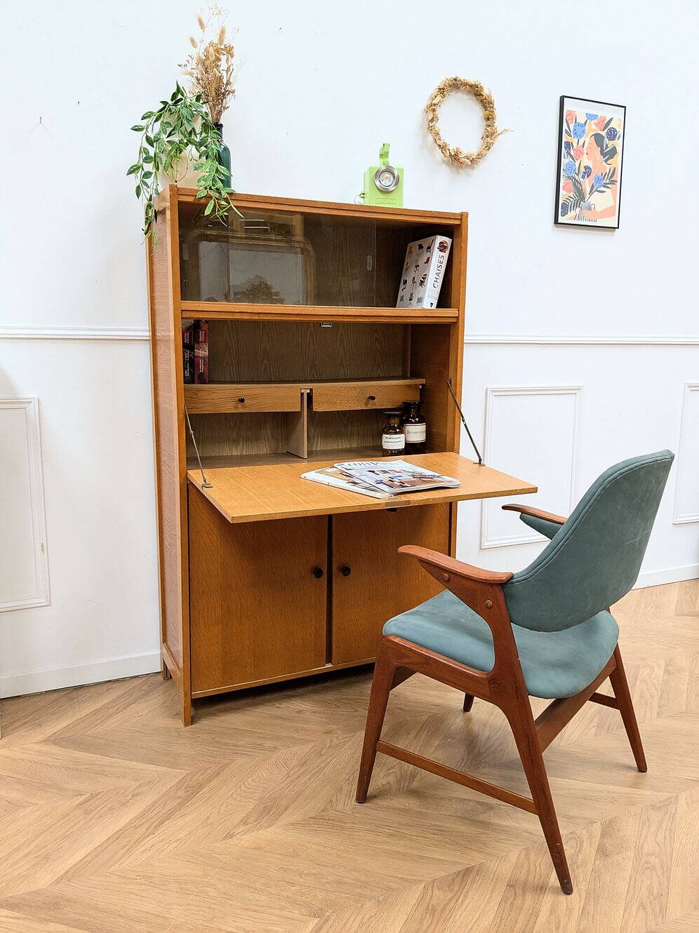 Vintage oak secretary