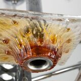 12-light Mazzega chandelier in amber and clear murano glass and chrome. Ita