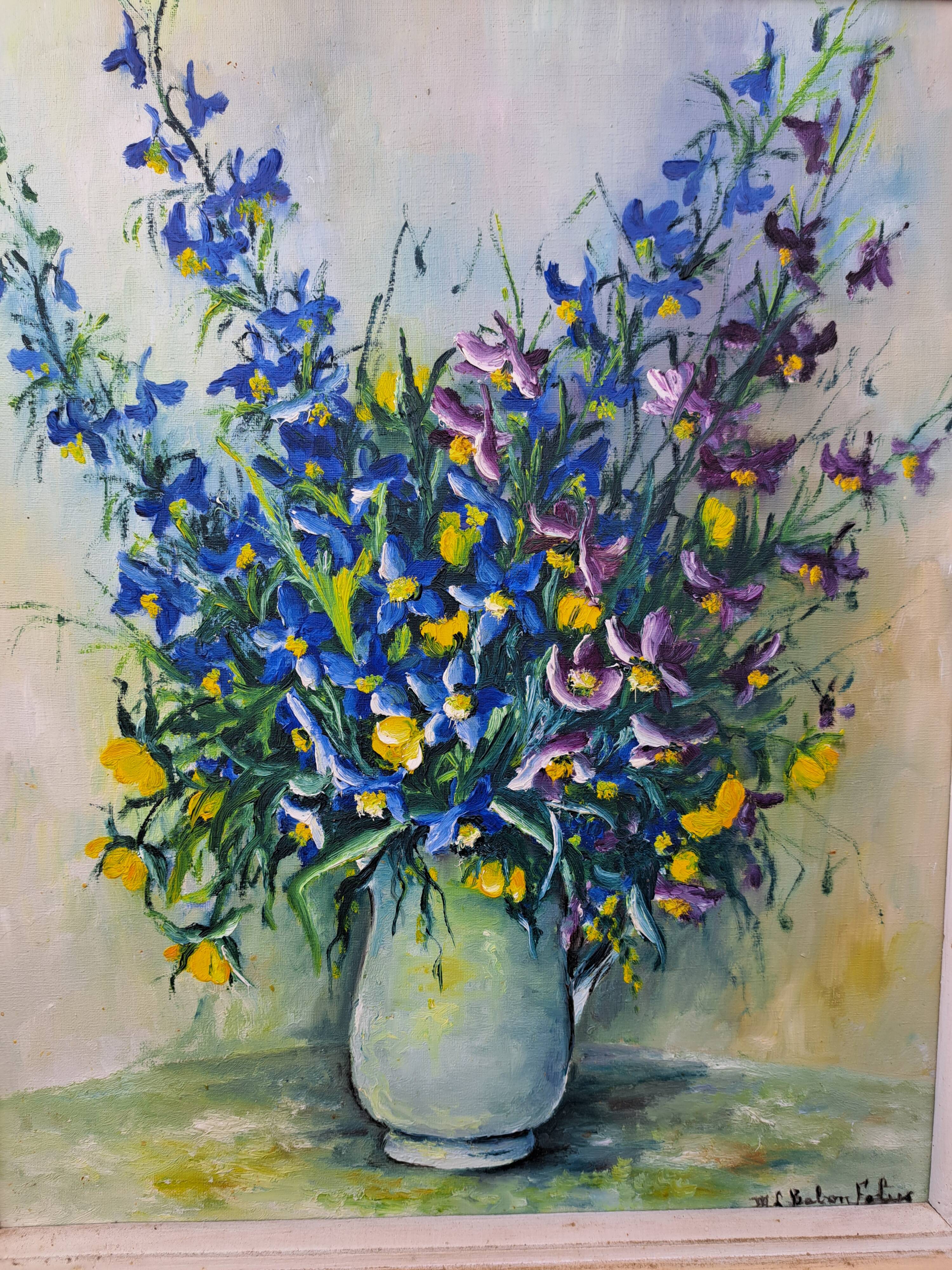 Tableau bouquet de fleurs signé "babon folus"