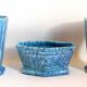 3-piece Art Deco blue fireplace surround