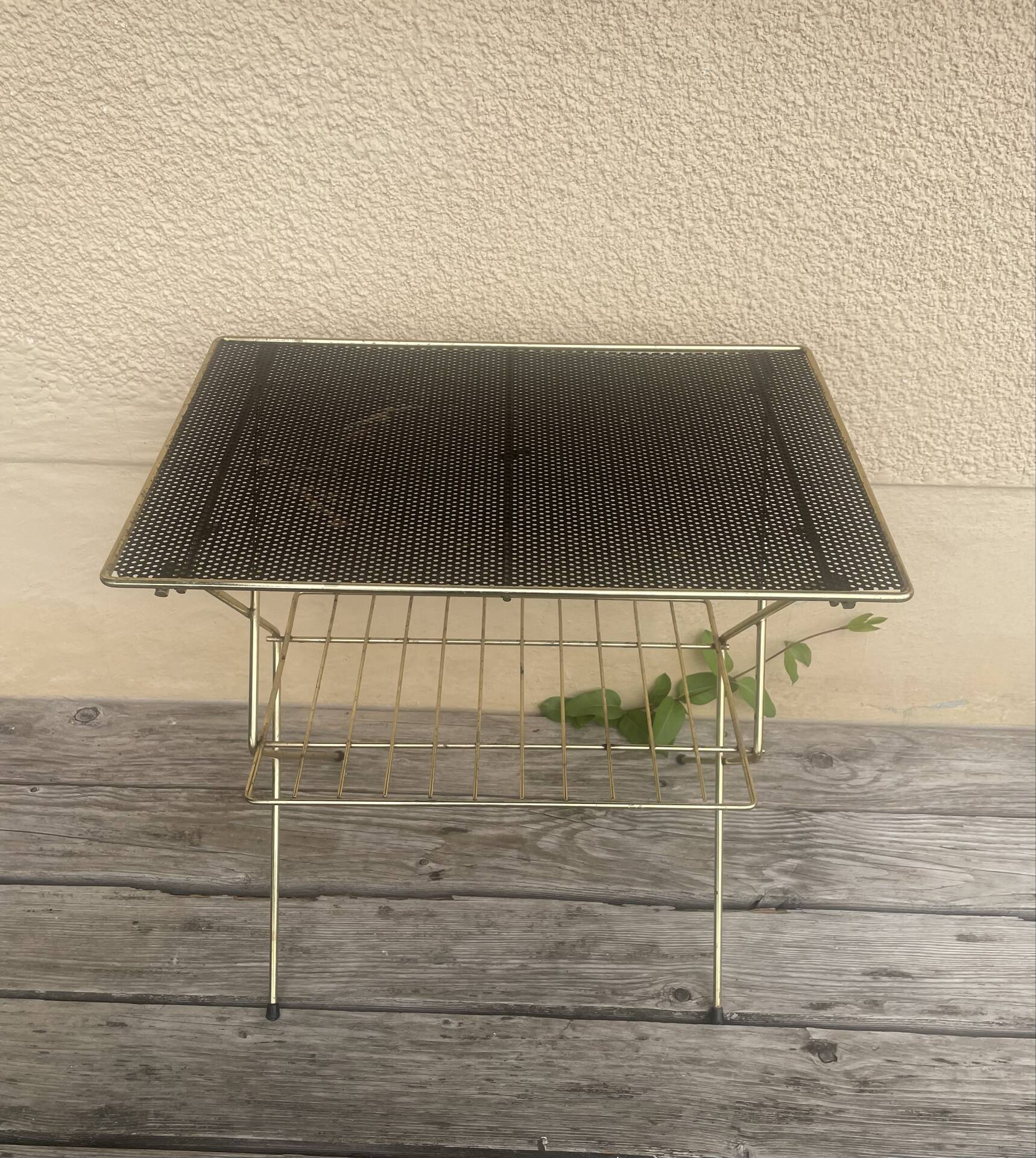 Vintage side table magazine rack