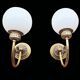 Pair of Napoleon III style brass and opaline wall lights