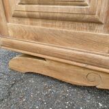 Renovated art deco sideboard in solid raw oak and gray marble 186cm