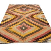 5x8 Orange & Brown Tribal Vintage Kilim Rug, 149x253Cm