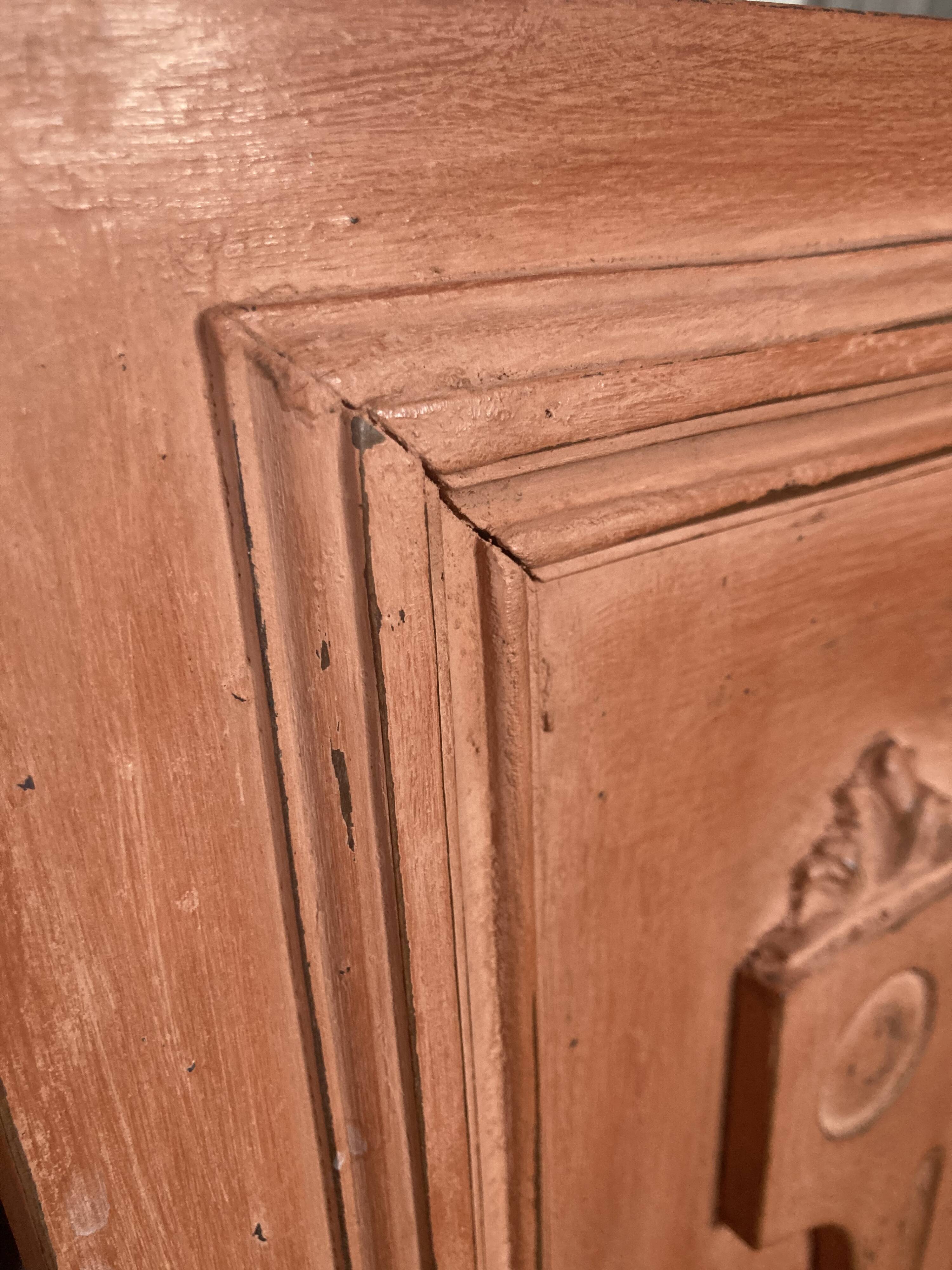 Decorative Hand-Painted Old Wooden Door Panel, Unique Piece