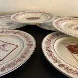 6 plates Limoges Grands Vins de Bordeaux and Châteaux du Médoc