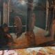 Ancient Table Large Sketch in Oil on Panel Convent of the Brothers 19th Century