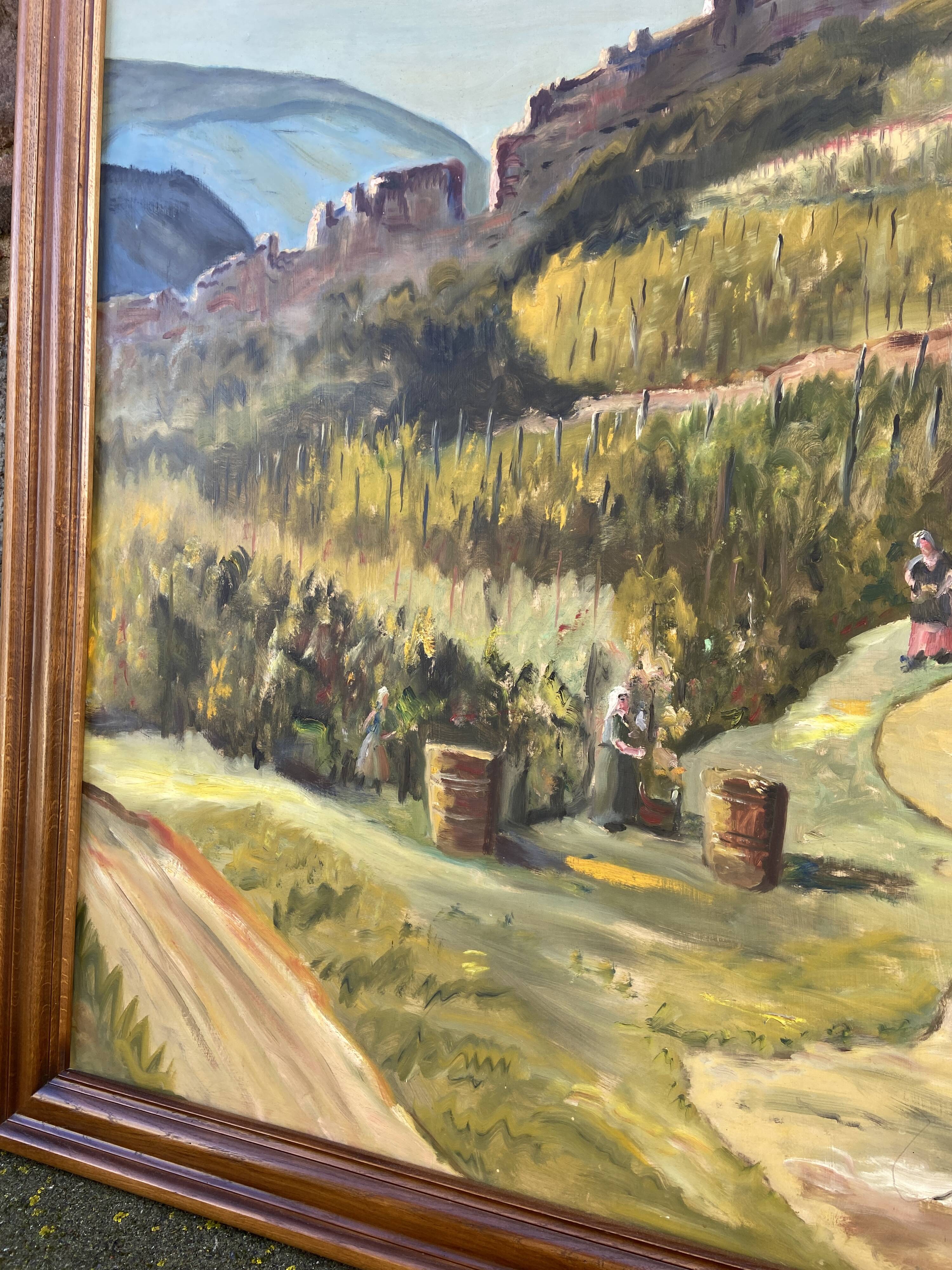 XXXL painting Alsatian landscape VINE Viticulture Harvest Vineyard By Théo