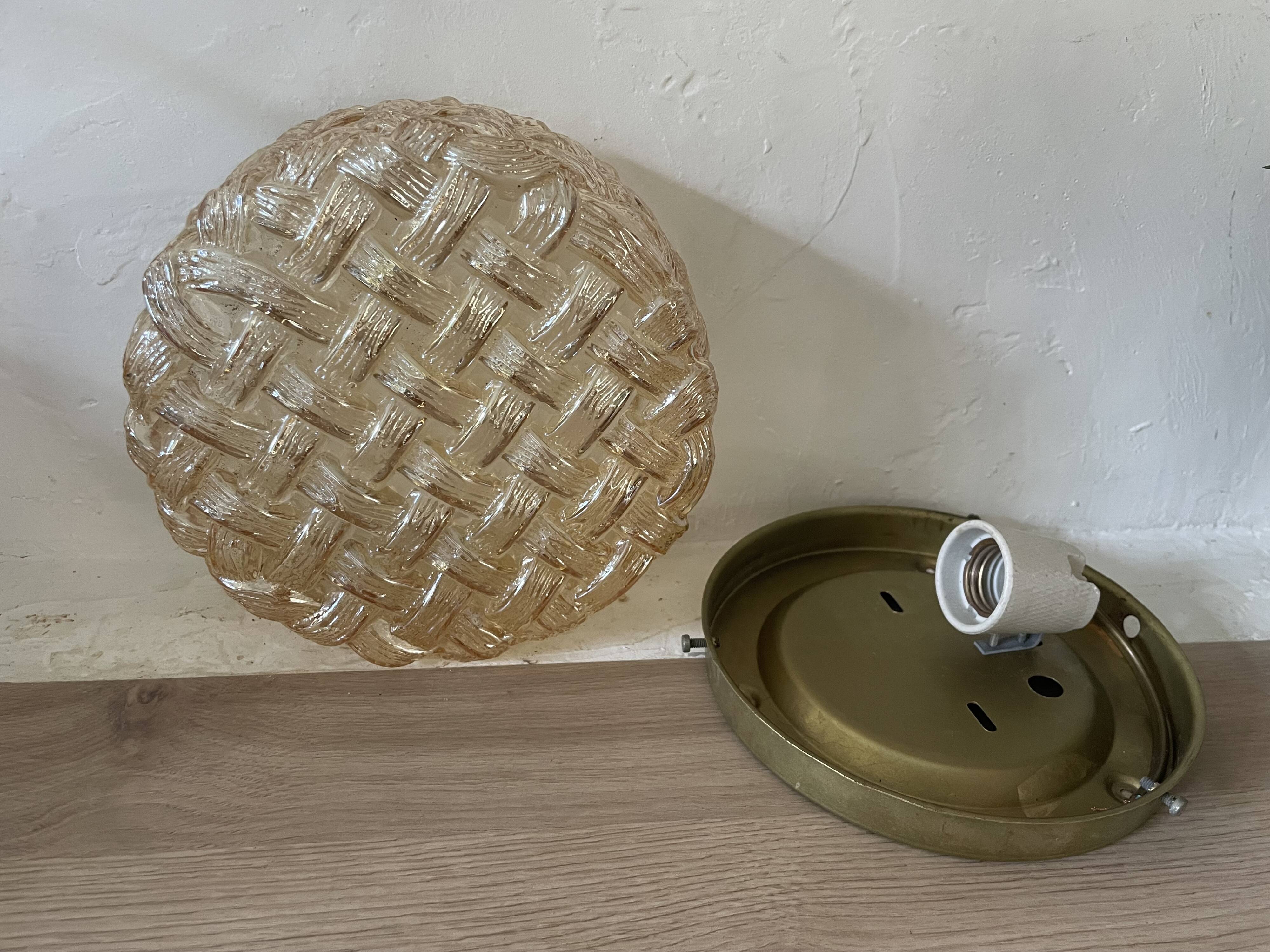 Vintage Amber Glass Wall/Ceiling Light