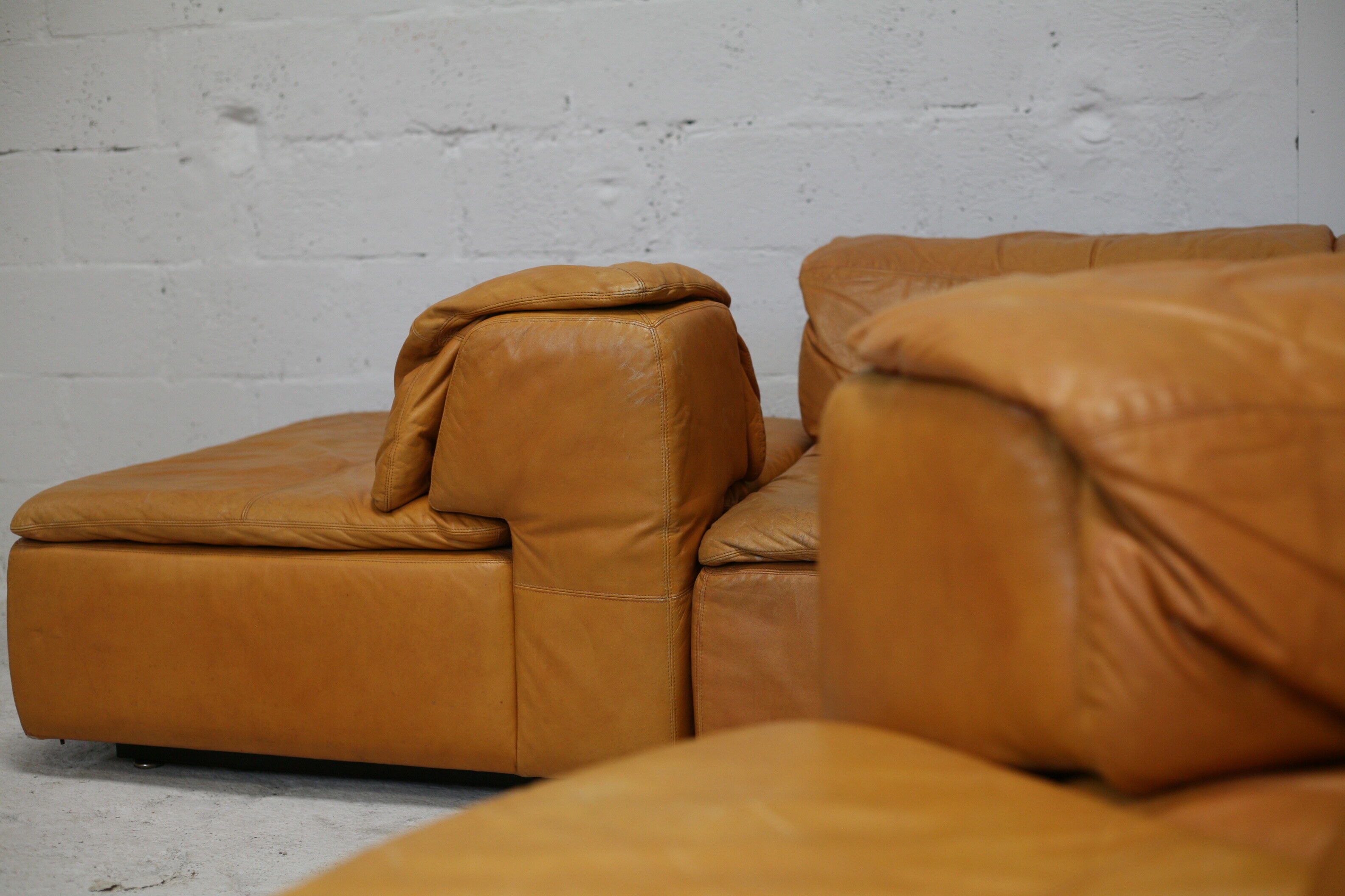 Leather modular sofa, 7 elements, 70s