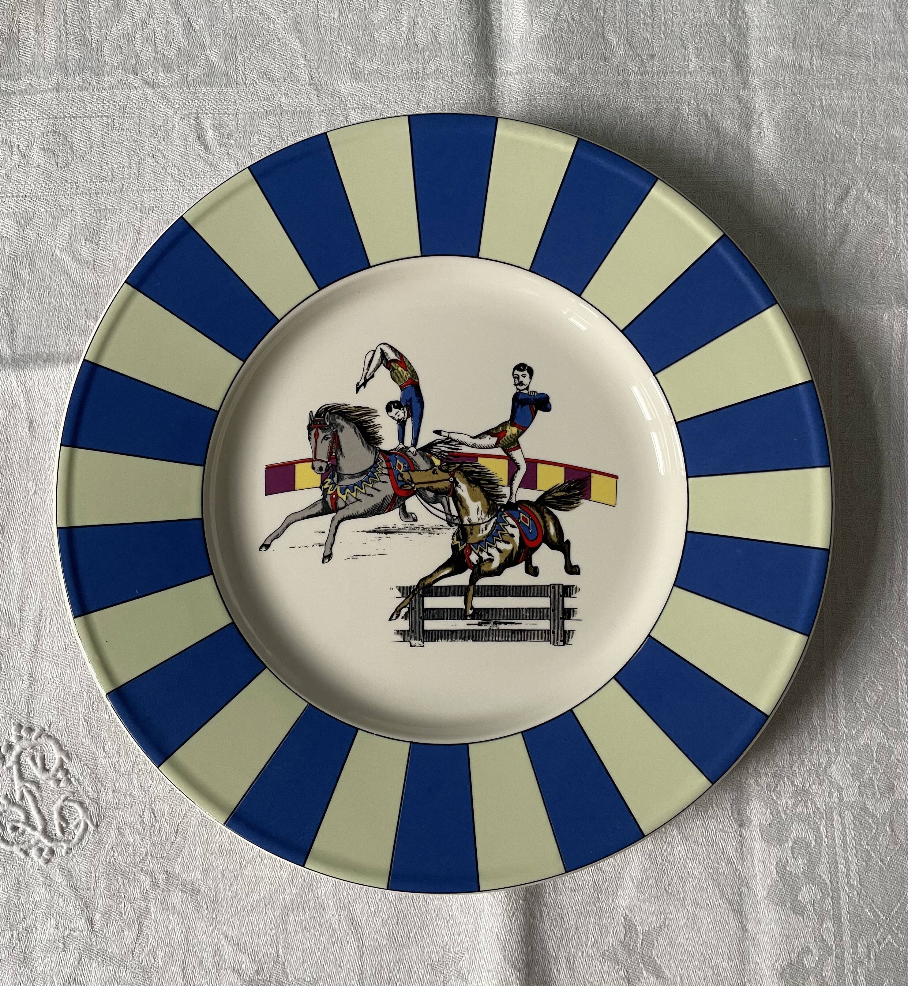 Series of 6 K&G Lunéville dessert plates, circus theme