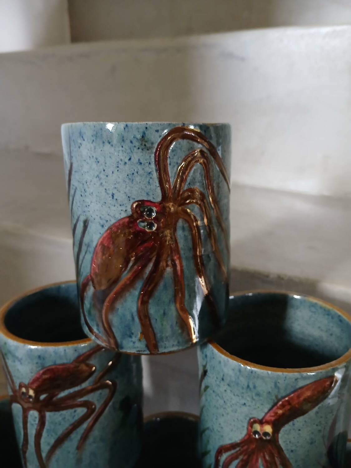 6 vintage handmade cups/mugs