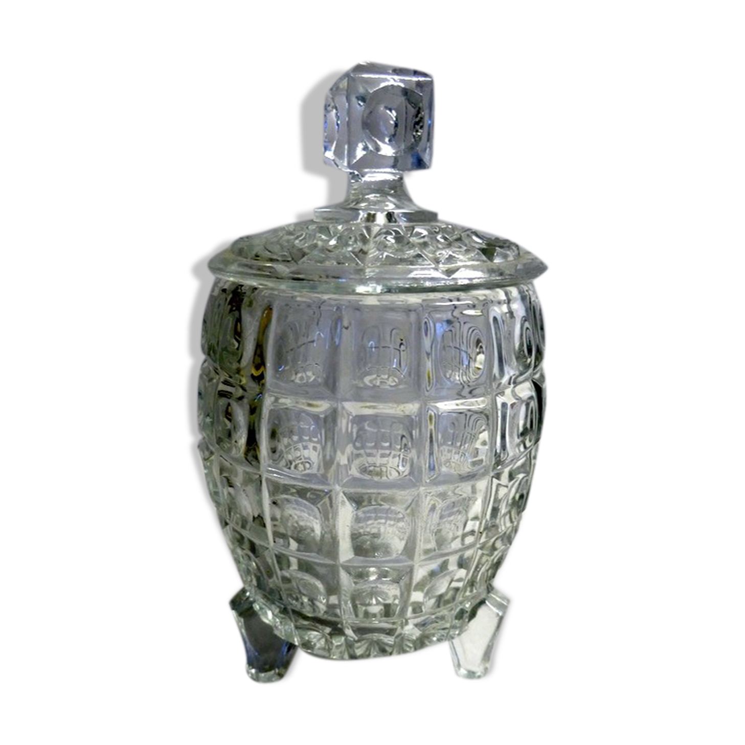 Old glass cookie jar