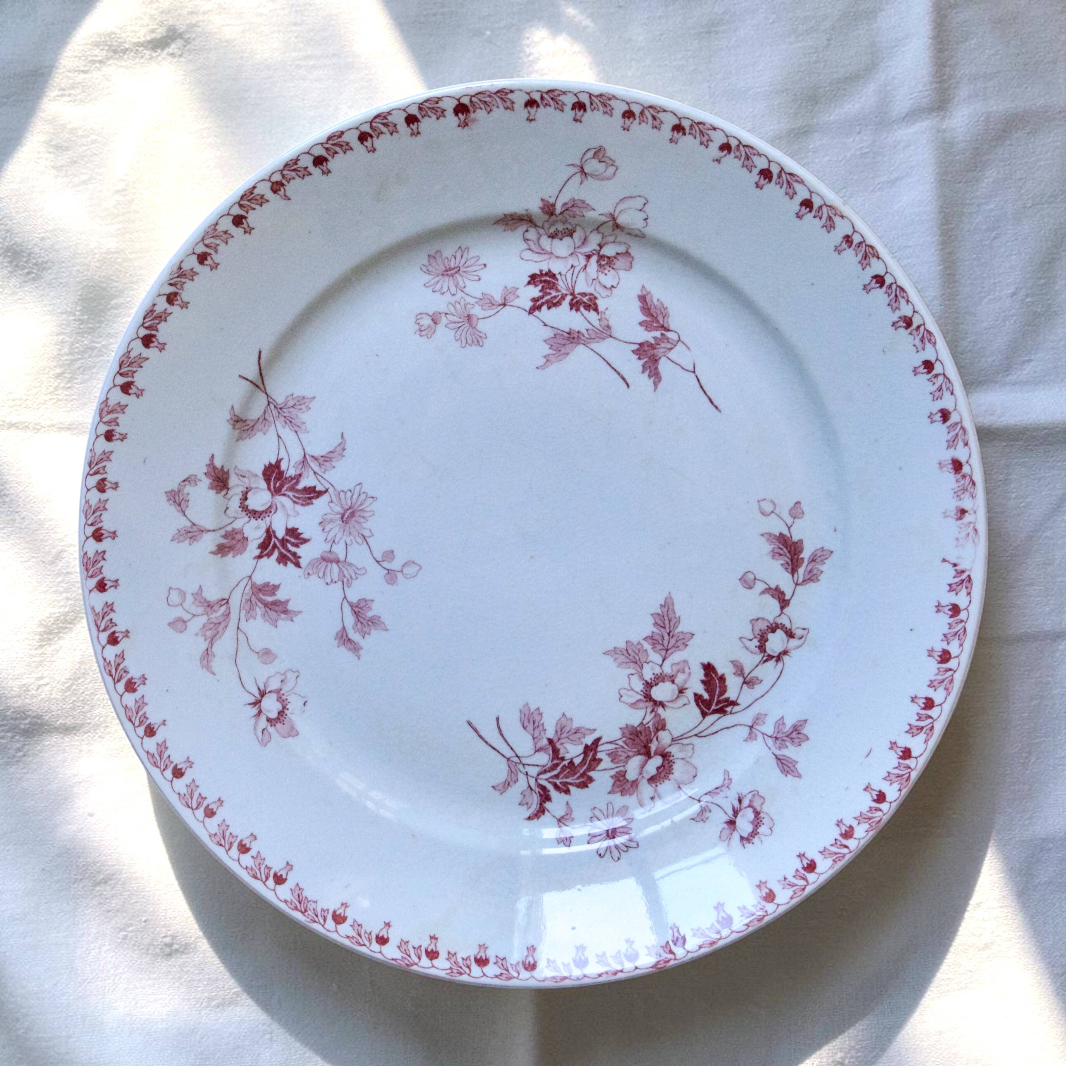 Flat plates from the 19th century, ironstone, signed Maestricht, "Toulouse" collection.