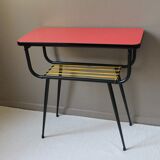 Side table formica & vintage scoubidou