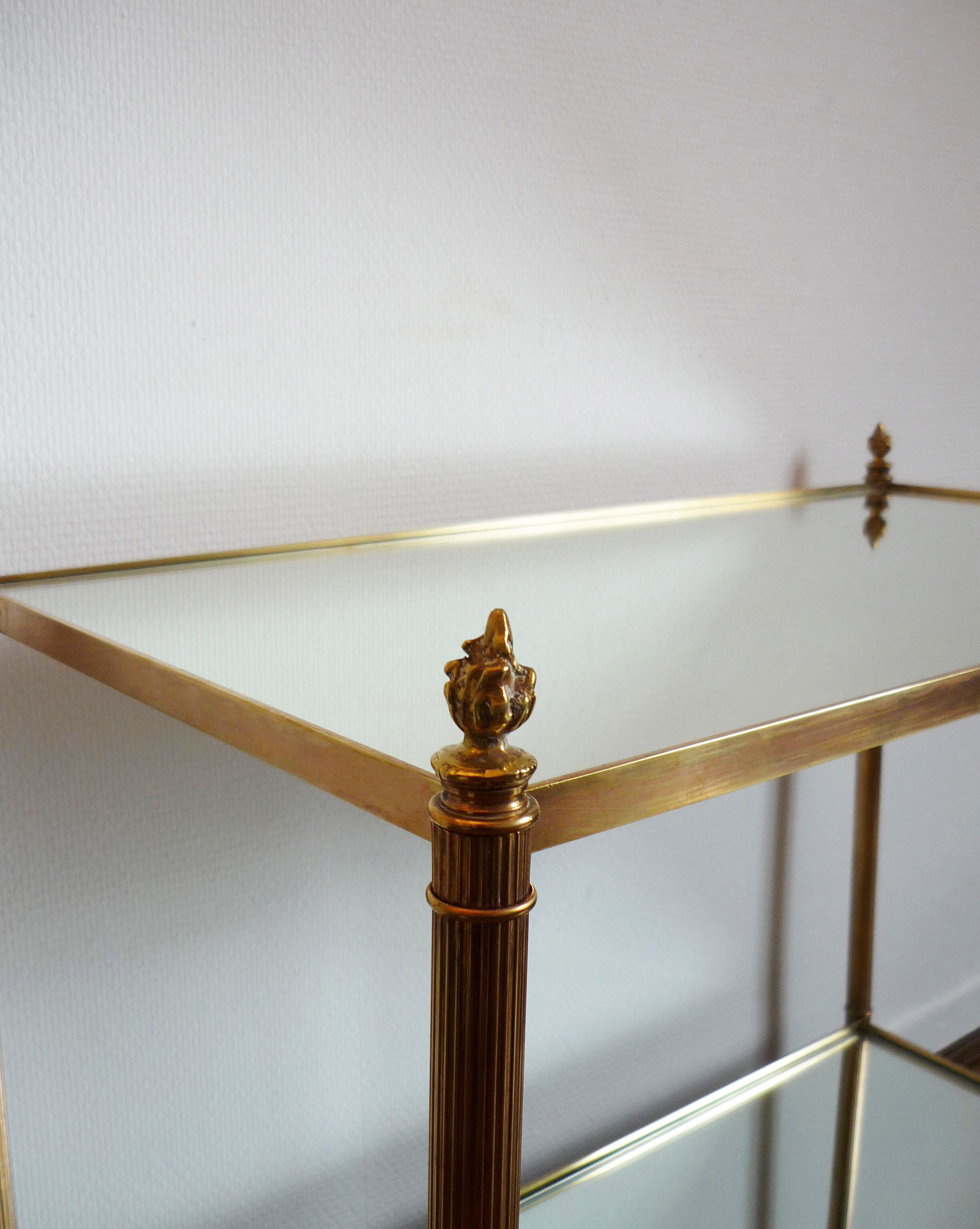 Bronze side table and brass
