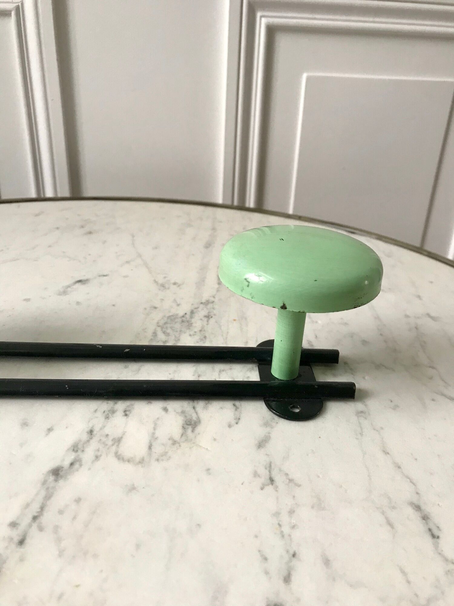 Black metal hook and sage green 60s-70s