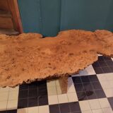 Table basse en loupe d'orme vintage 60