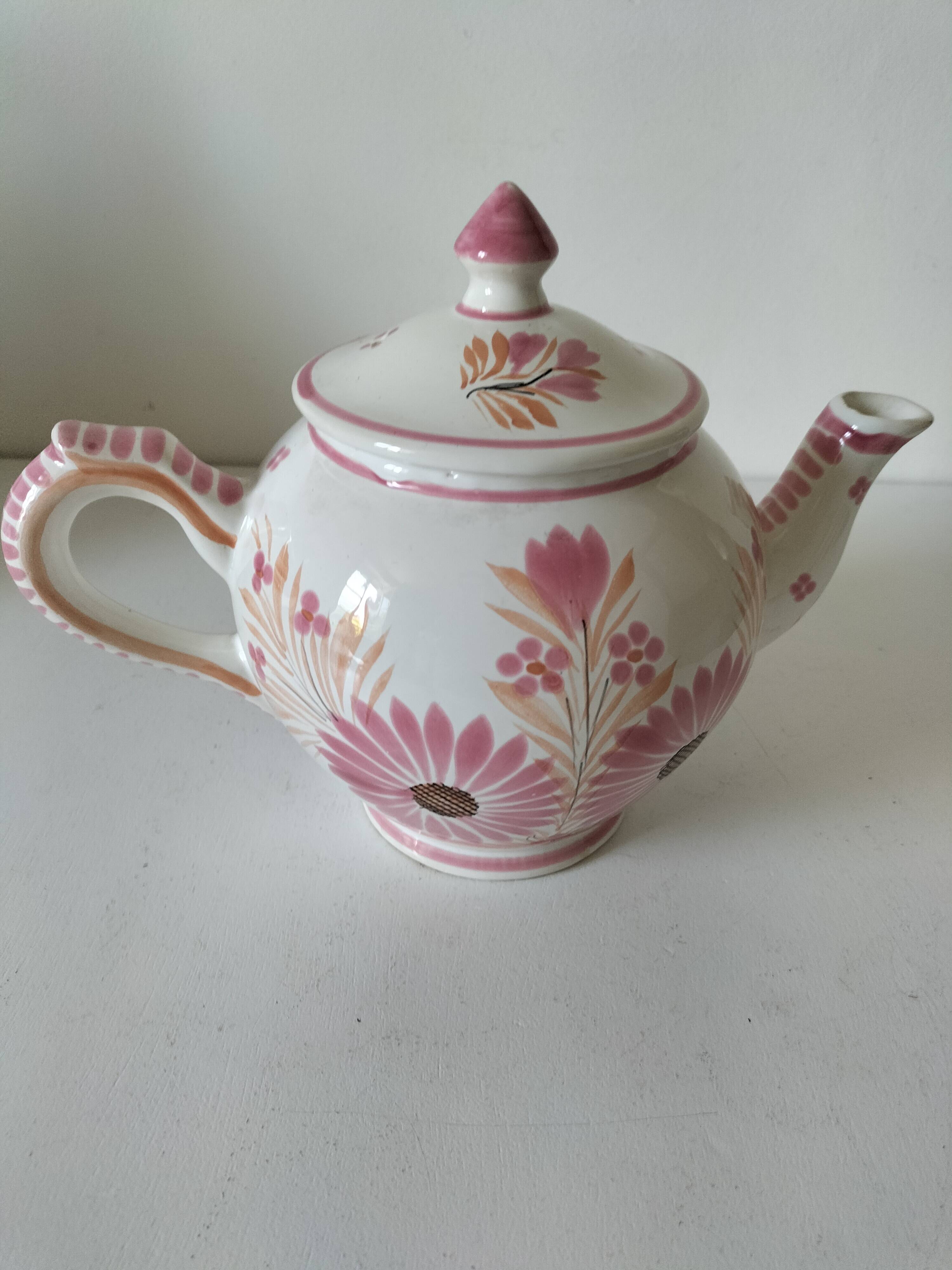 Henriot Quimper pink teapot