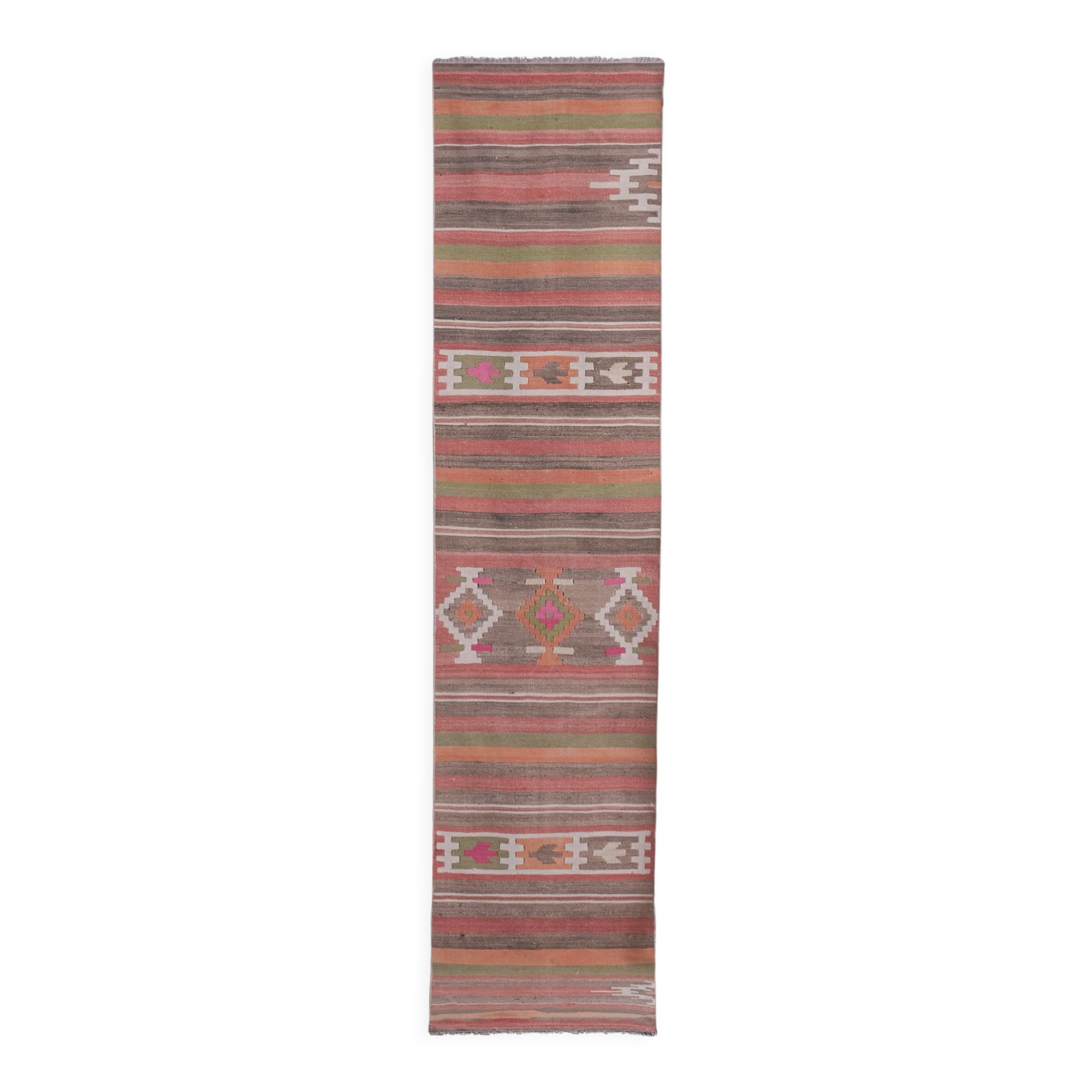 Vintage Turkish rug from Oushak, handwoven 75x353 cm