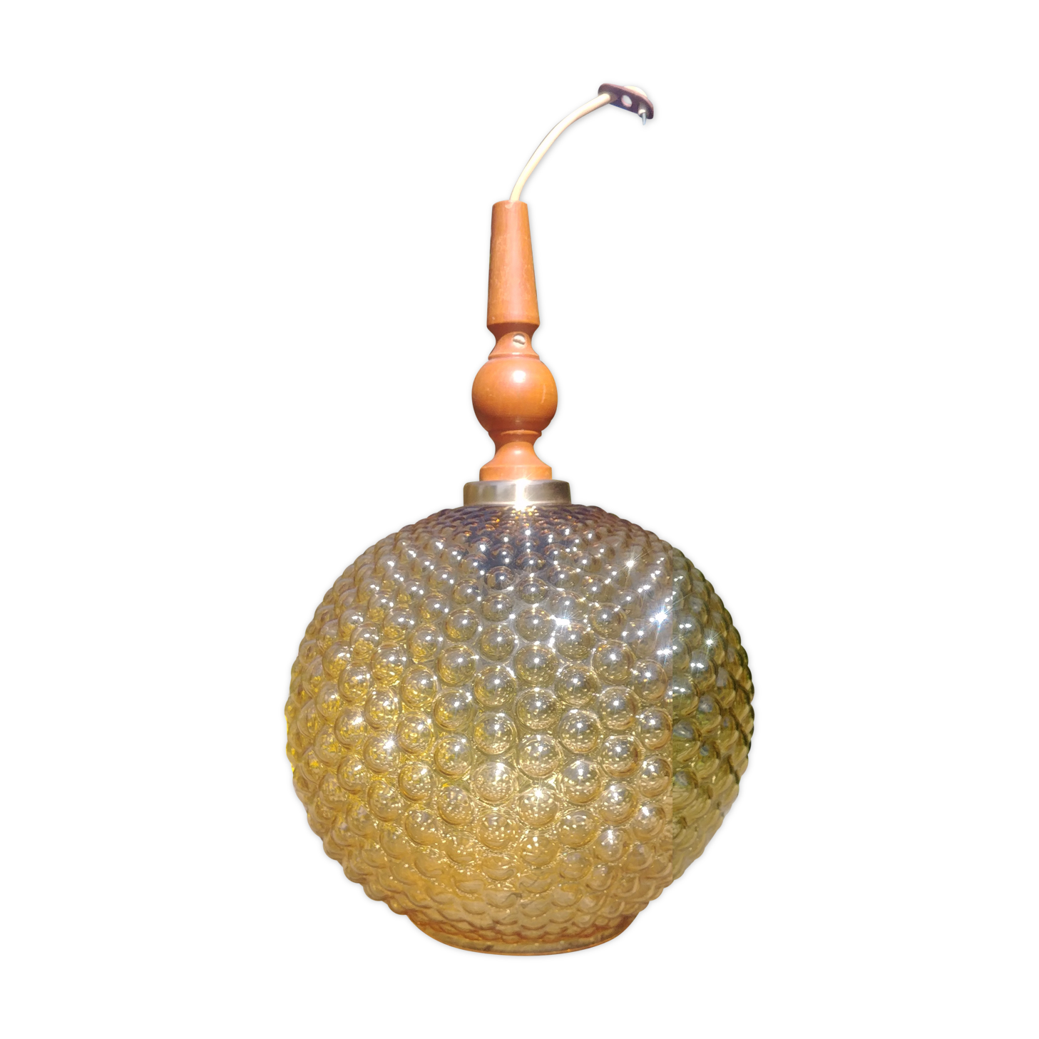 Globe pendant lamp glass Empoli vintage 70s