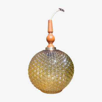 Globe pendant lamp glass Empoli vintage 70s