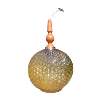 Globe pendant lamp glass Empoli vintage 70s