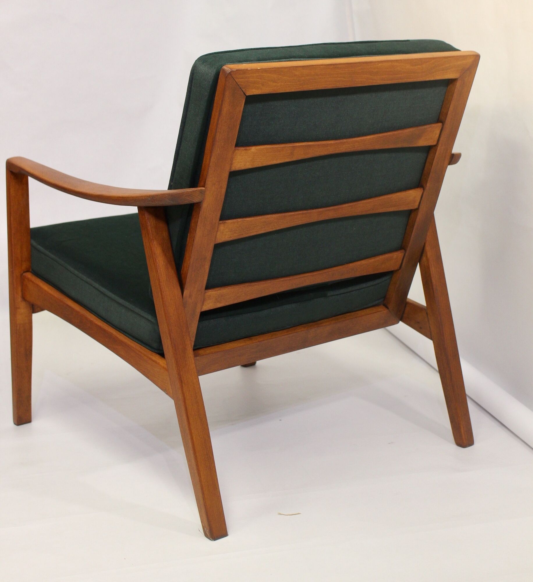 Pair of Scandinavian style armchairs, red velvet fir fabric 60s
