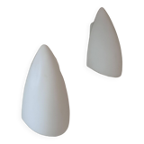 Pair of vintage white opaline wall lights, France 1970s