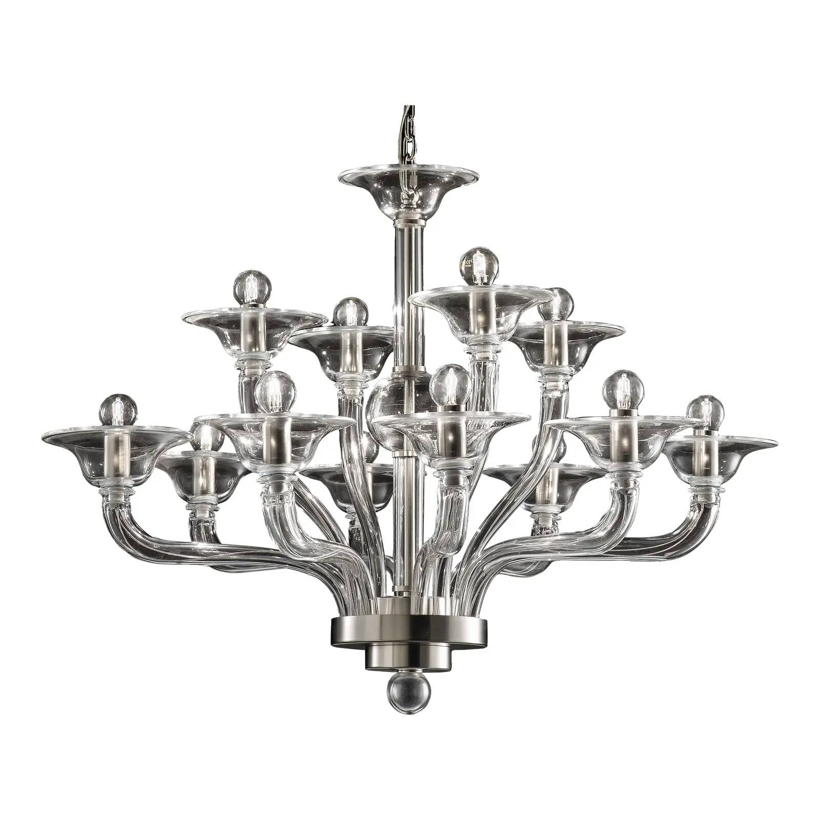 Luxury Transparent Murano Glass Chandelier – Modern Linear Design