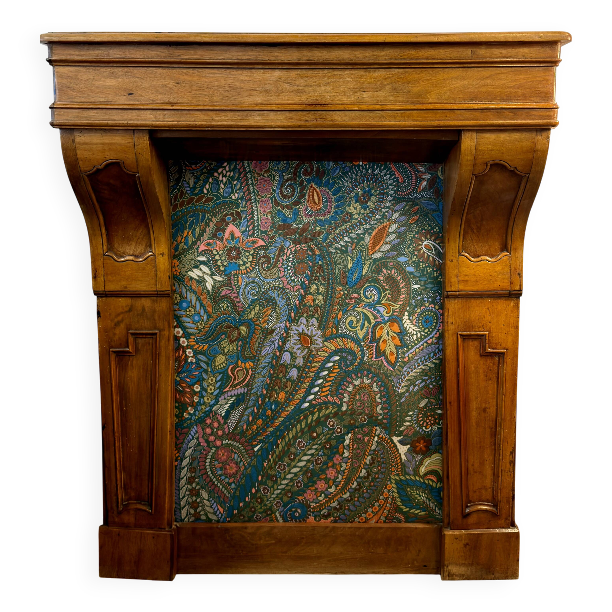 Antique Walnut Carved Wood Fireplace – Decorative Fireplace Mantel