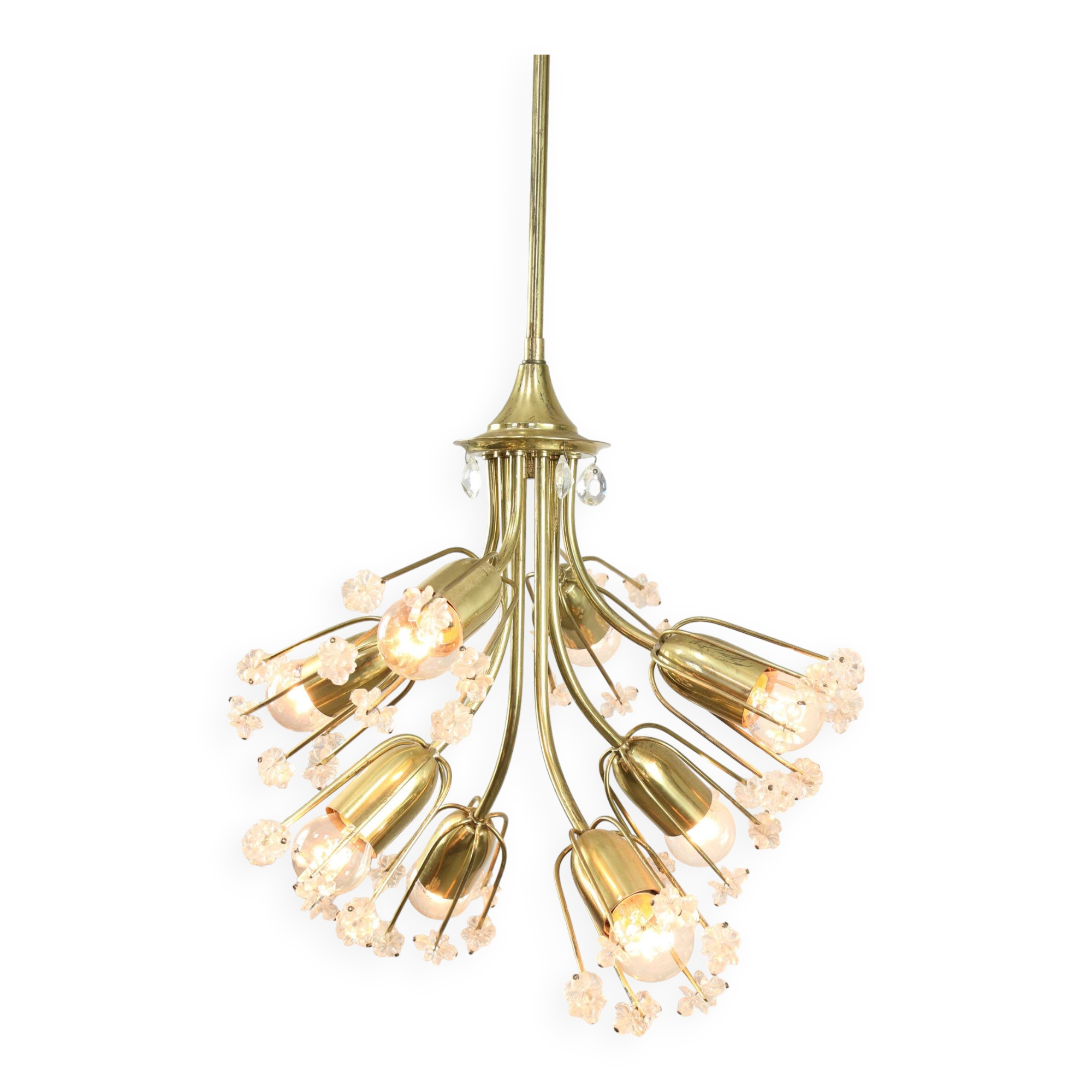 Mid-Century Chandelier by Emil Stejnar for Rupert Nikoll / 1950s Austria / Flower Bouquet Light