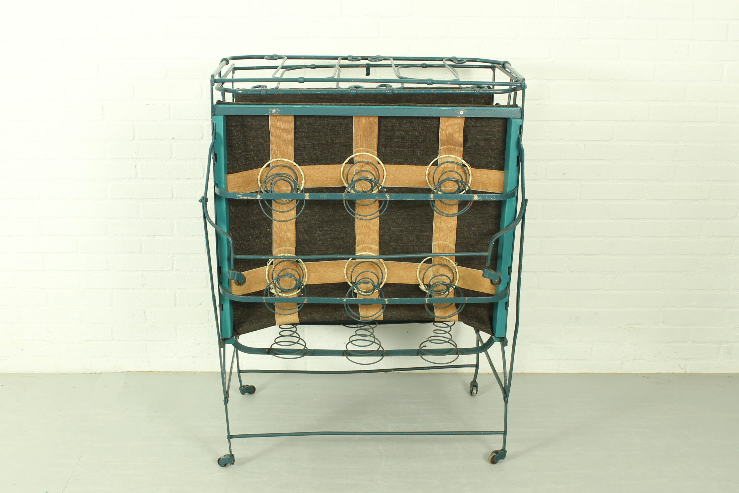 Foldable metal daybed with new webbing and upholstery