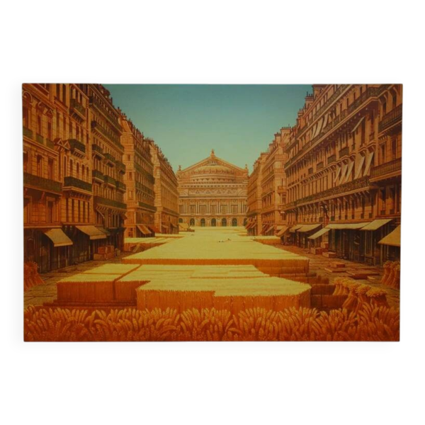 Michel Dubre : Opéra de Paris au champ de blés, lithographie originale signée — Beyit