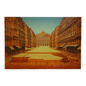 Michel Dubre: Paris Opera in a Wheat Field, original signed lithograph