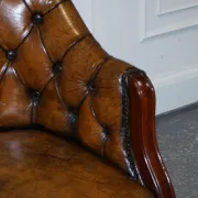 Antique Chesterfield Office Chair in Hand-Dyed Leather in Georgian Style