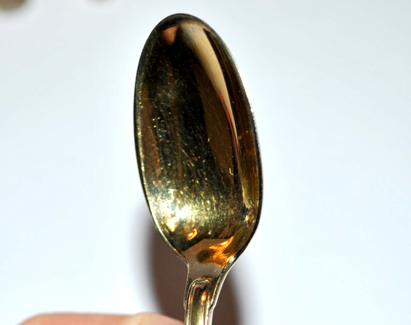 Precious set of 6 teaspoons and its sugar tongs in SOLID SILVER plated Gold Vermeil 19th s