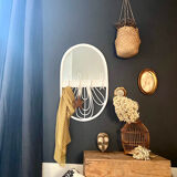 White rattan mirror