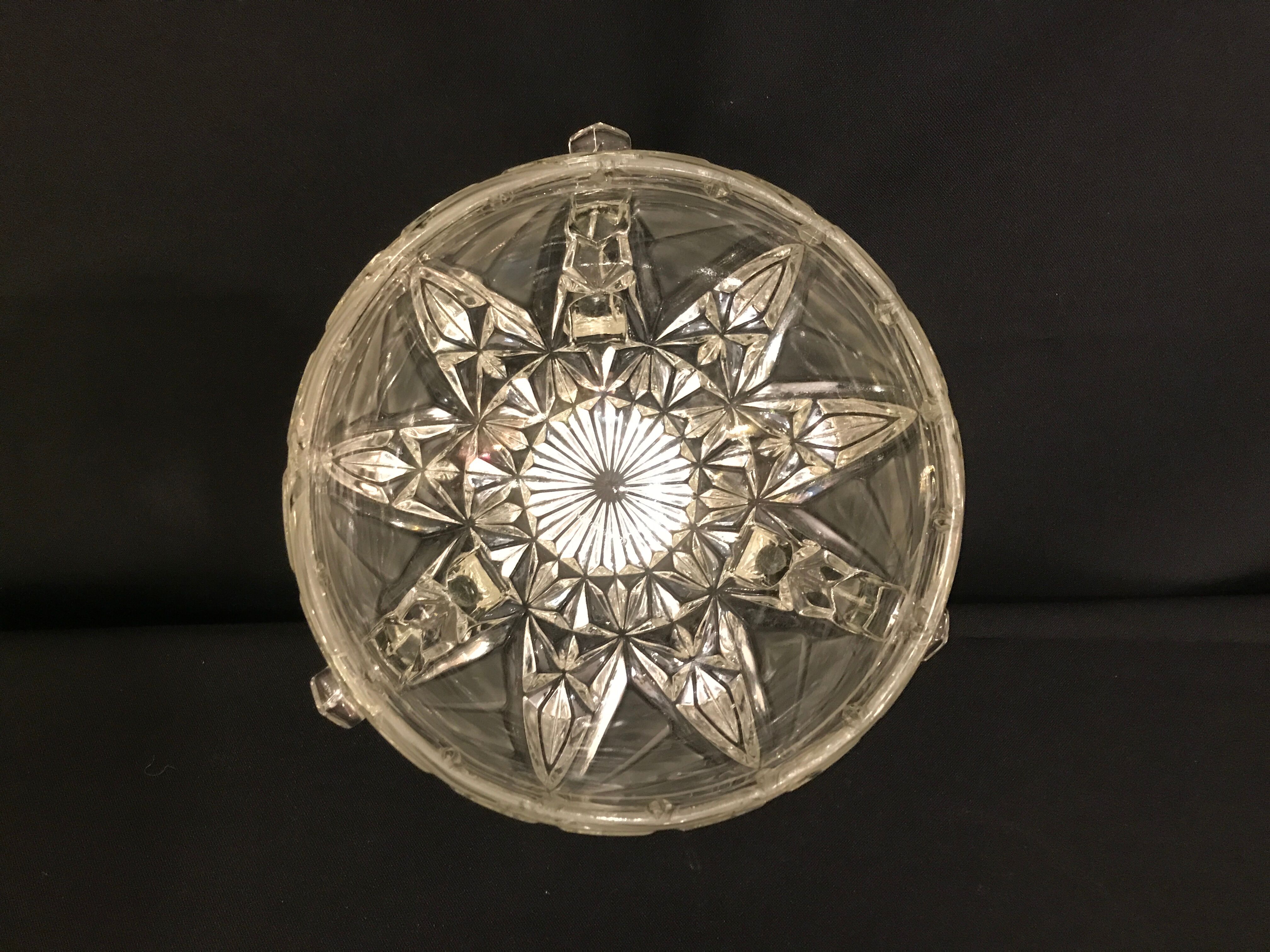Libochovice Art Deco crystal salad bowl, 1930s, Czechoslovakia