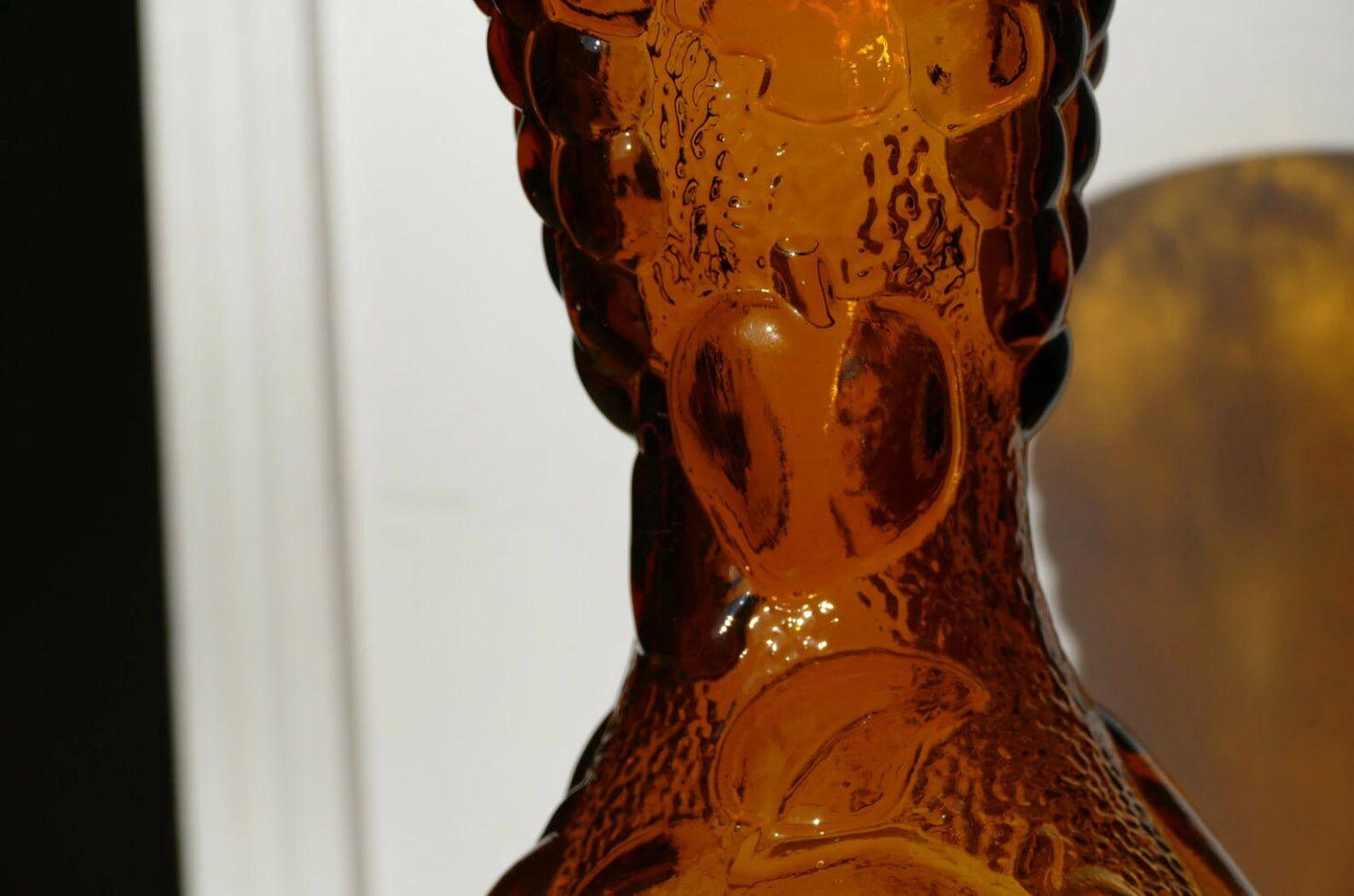 Vase empoli of the 60s, ochre color fruit reliefs