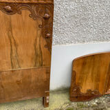 Carved wooden art deco headboard and footboard