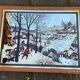 Miroir vintage peint chasseurs dans la neige après peinture de Pieter Bruegel l'Ancien (1565)