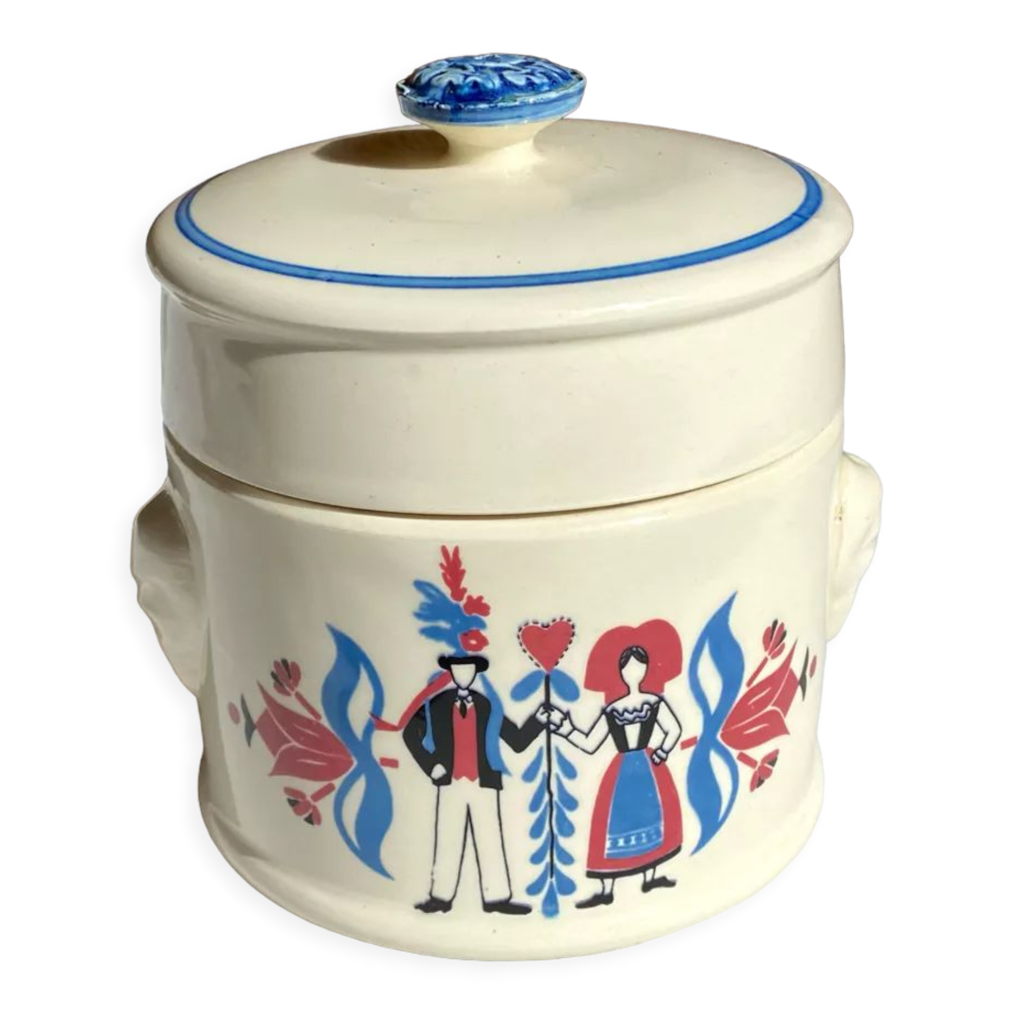 Pot ceramic bomb box Sarreguemines model Ribeauville vintage 60/70s