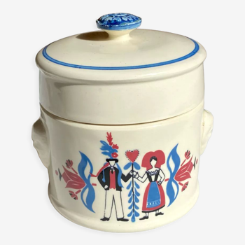 Pot ceramic bomb box Sarreguemines model Ribeauville vintage 60/70s