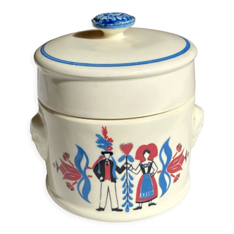 Pot ceramic bomb box Sarreguemines model Ribeauville vintage 60/70s