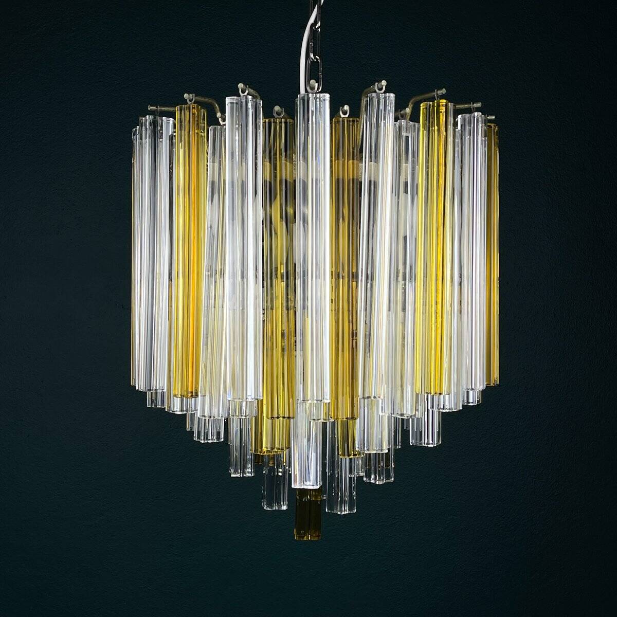 Crystal prism chandelier in Murano glass by Venini, 1970s.