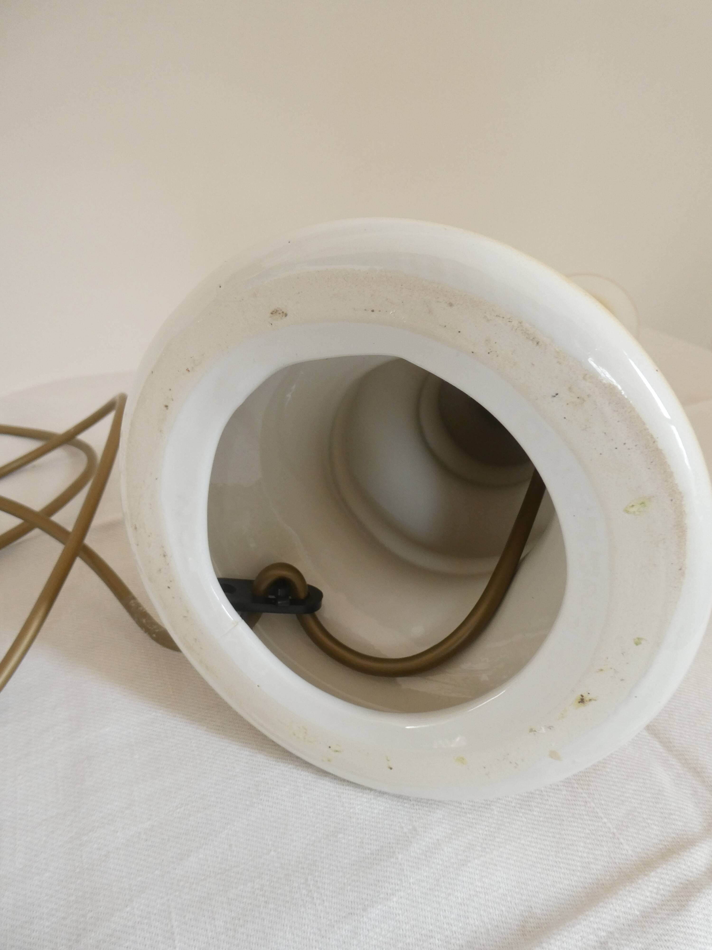 Large baluster-shaped lamp base in yellow and beige ceramic from the 1960s.