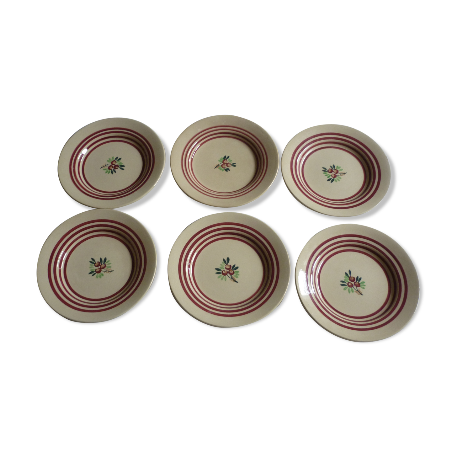 6 setting fruit gien earthenware dessert plates
