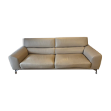 Roche Bobois grey leather 3-seater sofa
